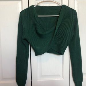 Green cross cropped sweater
